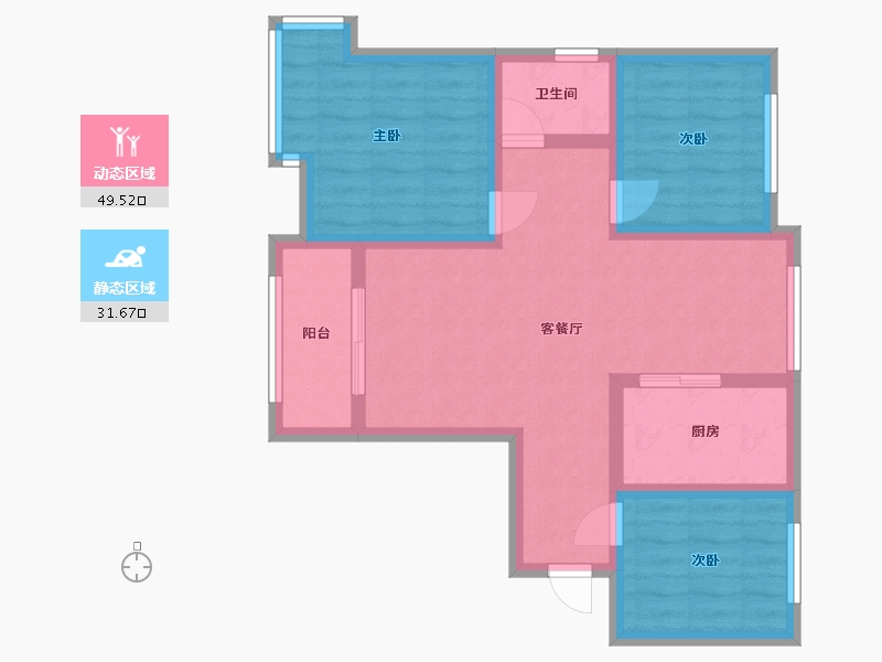 山西省-晋城市-德源绿洲-71.39-户型库-动静分区