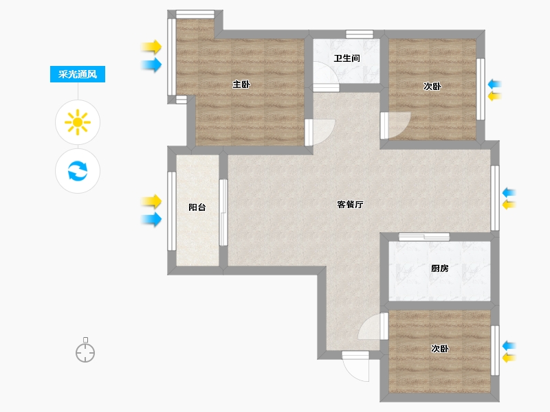 山西省-晋城市-德源绿洲-71.39-户型库-采光通风