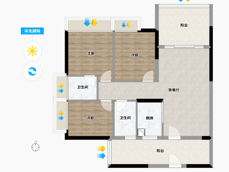 广东省-惠州市-龙林上观-92.55-户型库-采光通风