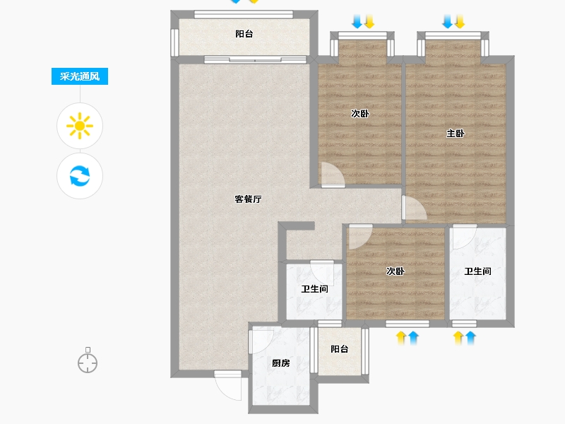 云南省-昭通市-麒麟盛世-103.50-户型库-采光通风