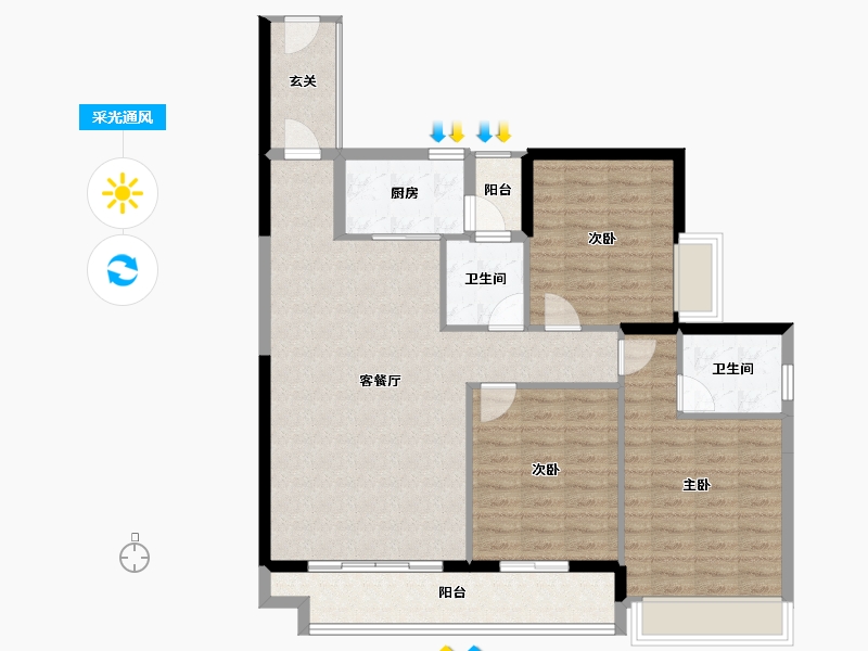 四川省-德阳市-雍湖大院-104.14-户型库-采光通风