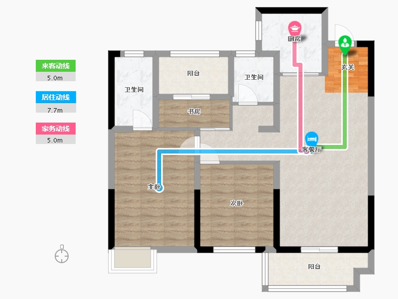 浙江省-宁波市-锦绣东方国风小镇-86.71-户型库-动静线