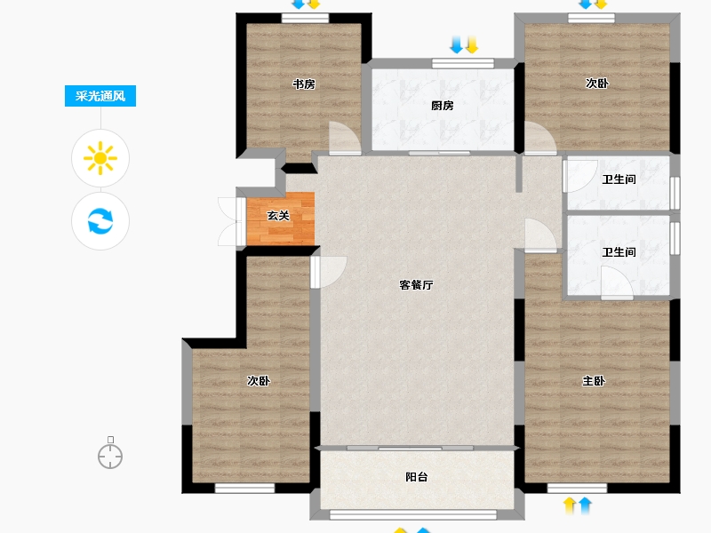 浙江省-宁波市-金隅大成郡一期-111.56-户型库-采光通风