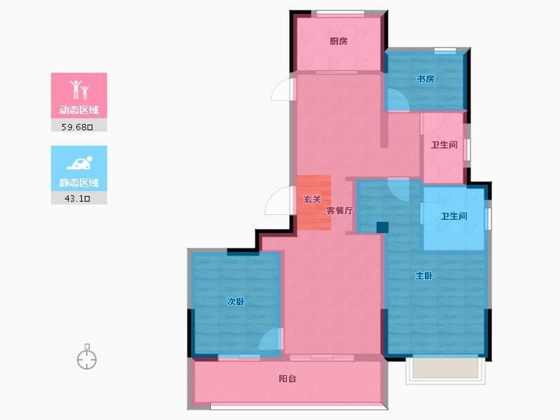 浙江省-宁波市-金地华章-91.92-户型库-动静分区