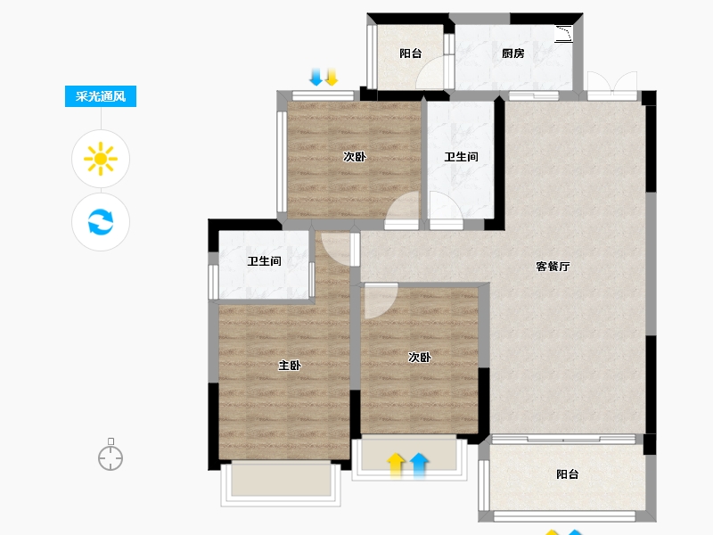 四川省-成都市-山水华府-83.90-户型库-采光通风