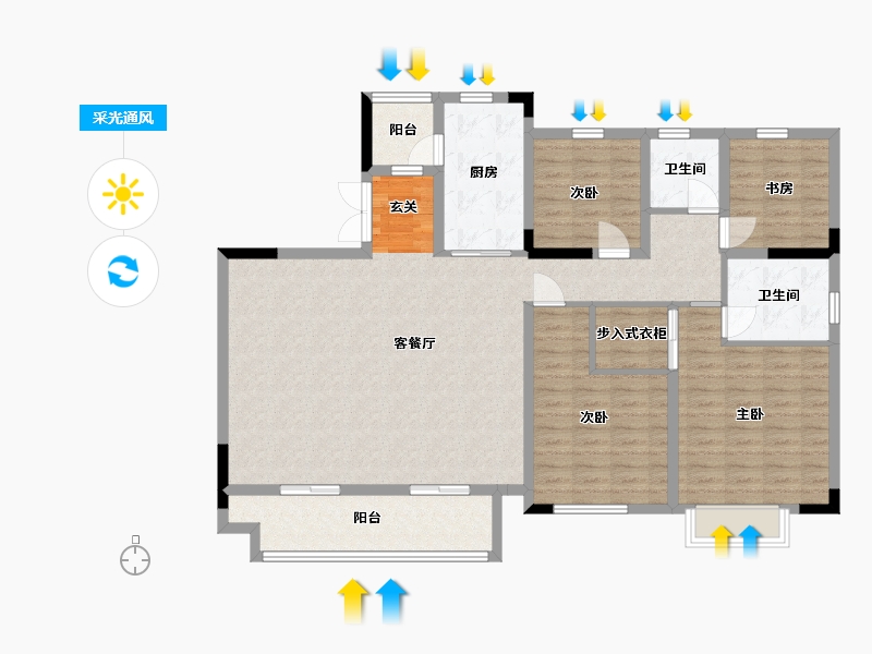 浙江省-宁波市-吾悦首府-130.16-户型库-采光通风