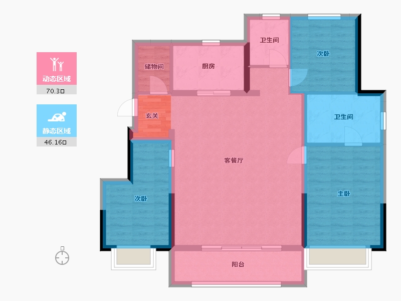 浙江省-宁波市-景瑞水印江山-105.10-户型库-动静分区