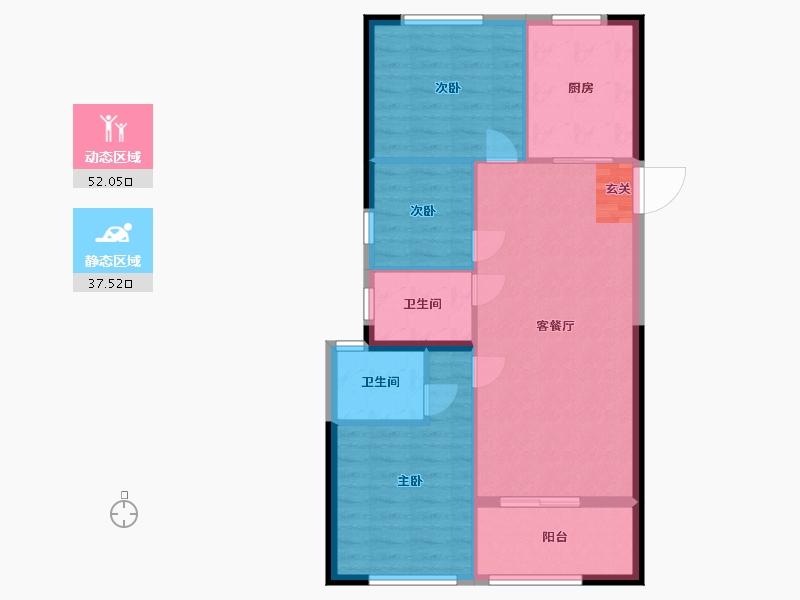 浙江省-宁波市-君塘名筑-81.60-户型库-动静分区