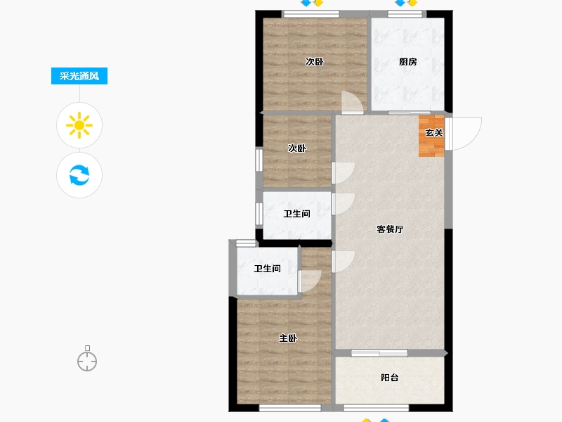 浙江省-宁波市-君塘名筑-81.60-户型库-采光通风