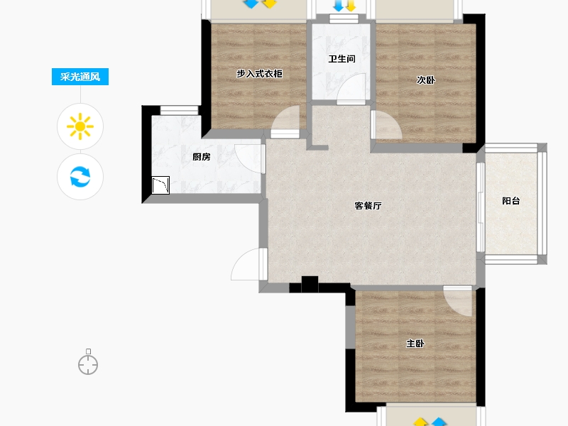 江苏省-徐州市-鱼先生社区-60.00-户型库-采光通风