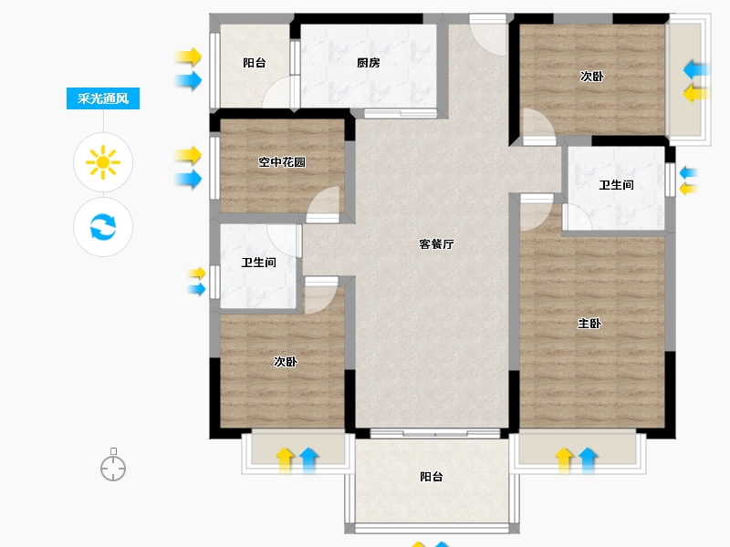 广东省-佛山市-中惠璧珑湾-102.53-户型库-采光通风