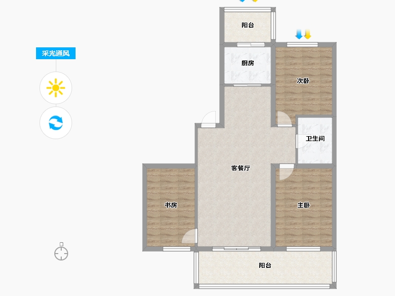 辽宁省-盘锦市-公园里-99.63-户型库-采光通风