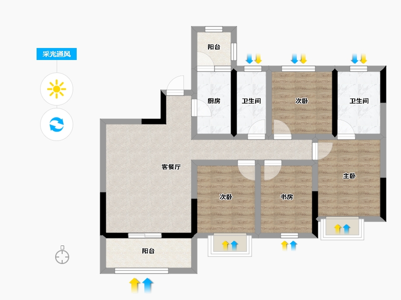 四川省-成都市-空港云尚-83.27-户型库-采光通风