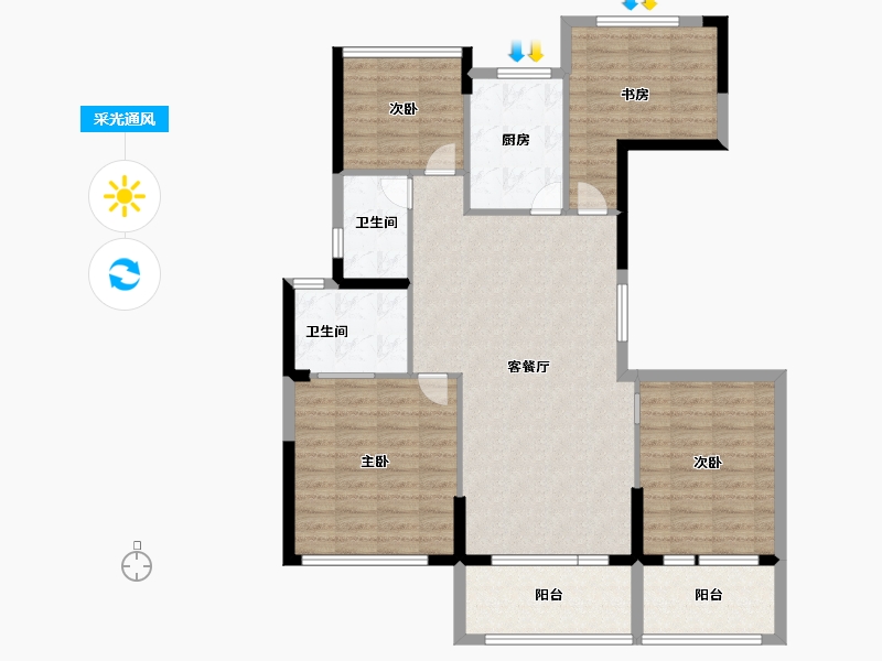 江苏省-扬州市-天瑞府-109.97-户型库-采光通风