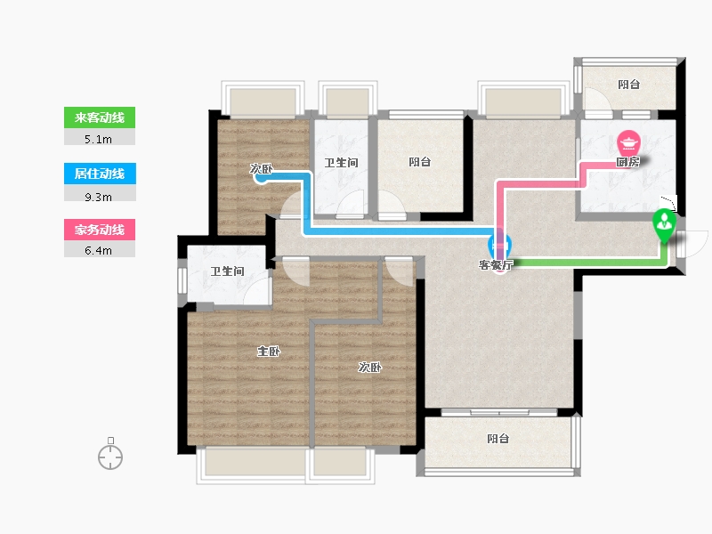 广东省-佛山市-宏宇天御江畔-110.01-户型库-动静线