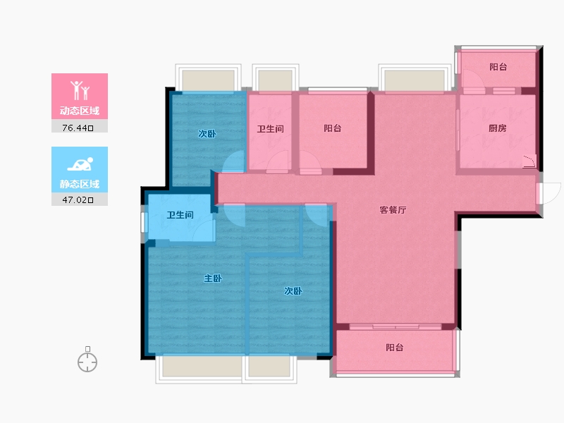 广东省-佛山市-宏宇天御江畔-110.01-户型库-动静分区