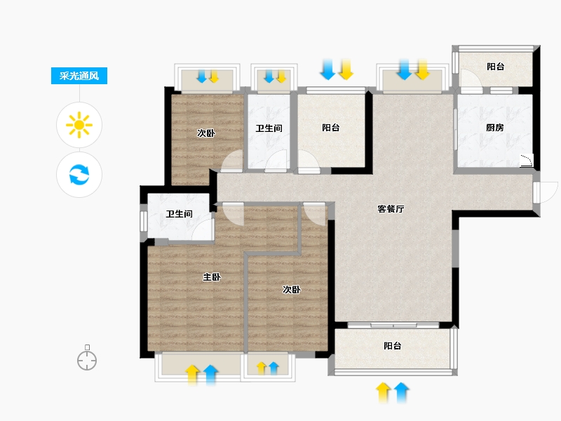 广东省-佛山市-宏宇天御江畔-110.01-户型库-采光通风