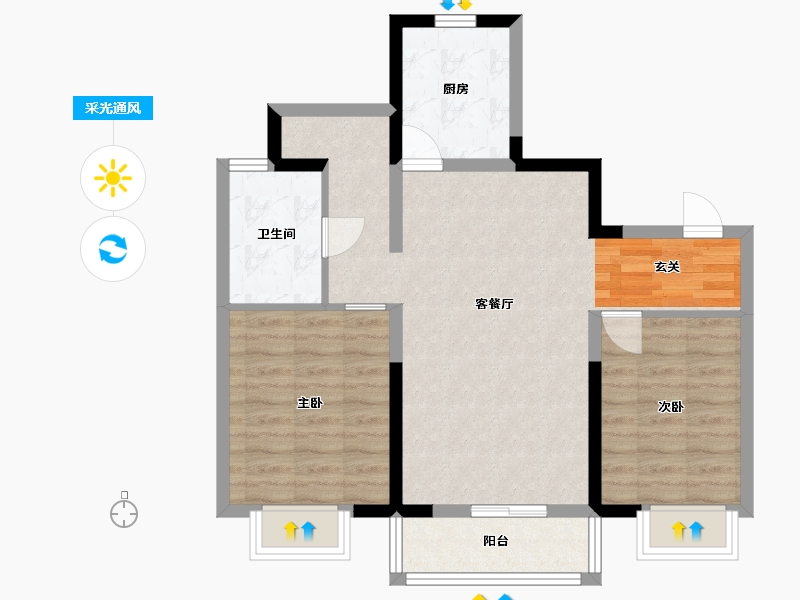 安徽省-合肥市-奥园誉�o-71.85-户型库-采光通风