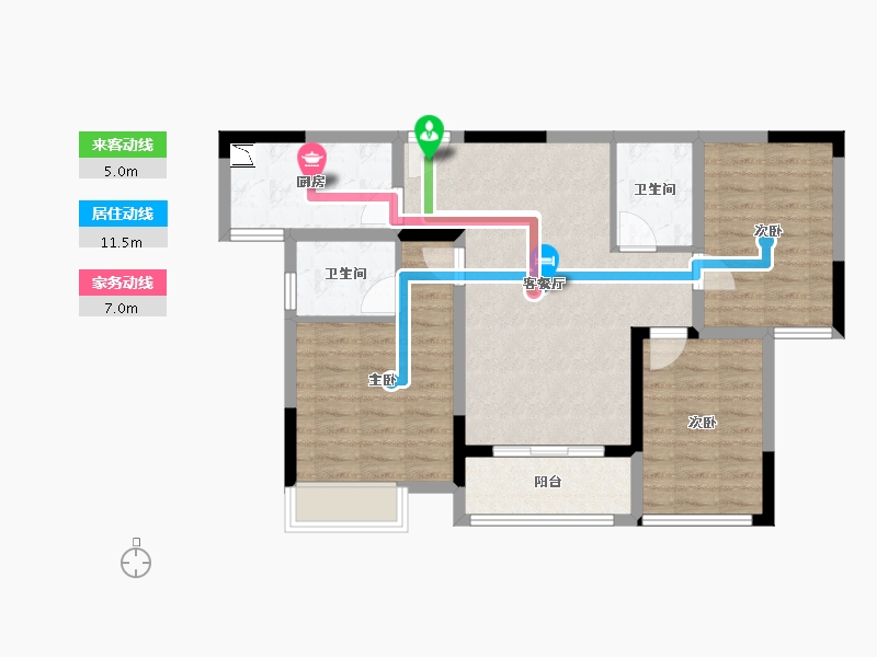 江苏省-苏州市-城西印象-79.90-户型库-动静线