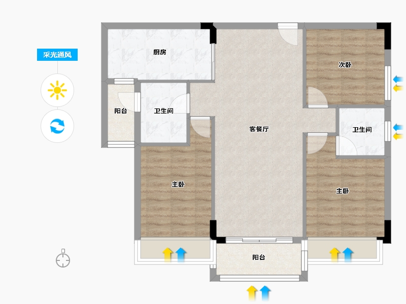 广东省-云浮市-碧桂园天悦湾-86.86-户型库-采光通风