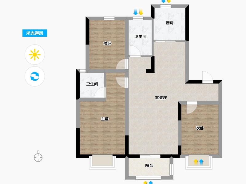 山东省-日照市-锦钰佳苑-89.21-户型库-采光通风