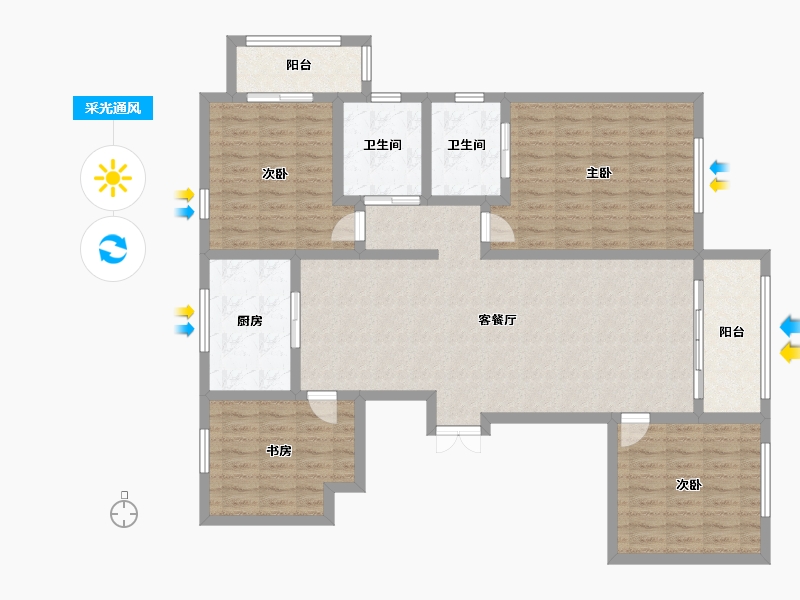 山东省-潍坊市-圣菲漫步-130.01-户型库-采光通风