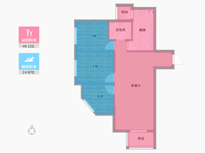 贵州省-贵阳市-万科大都会花样-63.13-户型库-动静分区