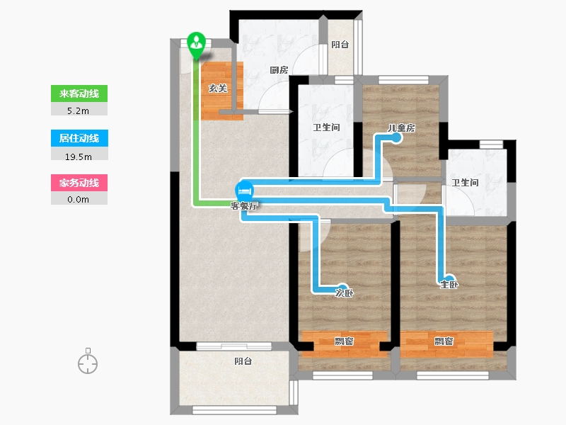 河南省-郑州市-龙湖天宸原著-75.20-户型库-动静线