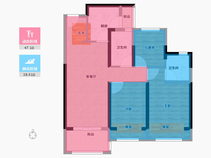 河南省-郑州市-龙湖天宸原著-75.20-户型库-动静分区