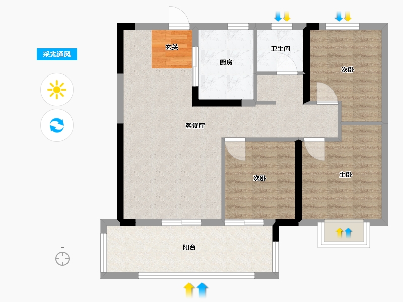 安徽省-合肥市-时代领�o-79.65-户型库-采光通风