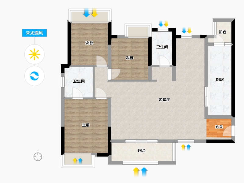 四川省-成都市-书香华府-102.53-户型库-采光通风