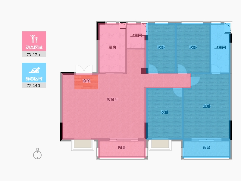 河南省-商丘市-碧桂园城央学府-137.09-户型库-动静分区