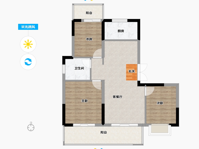 安徽省-阜阳市-锦华府-84.00-户型库-采光通风