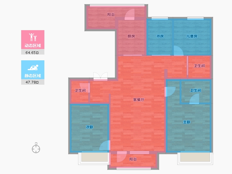 吉林省-长春市-龙府御桂园-99.70-户型库-动静分区