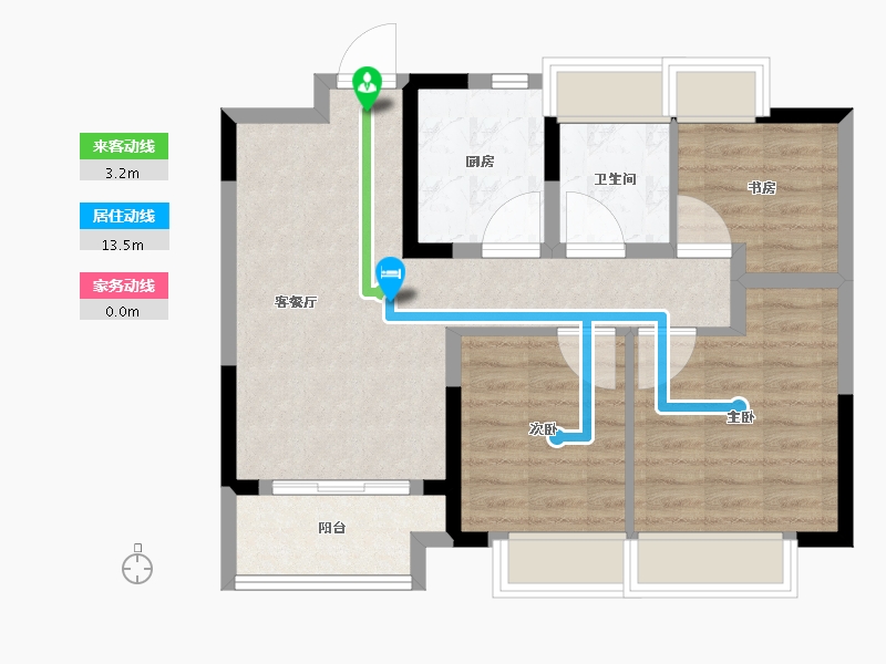 上海-上海市-新华御湖上园-66.99-户型库-动静线