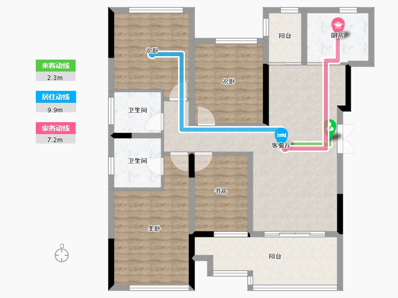 重庆-重庆市-海棠湾D7-111.06-户型库-动静线