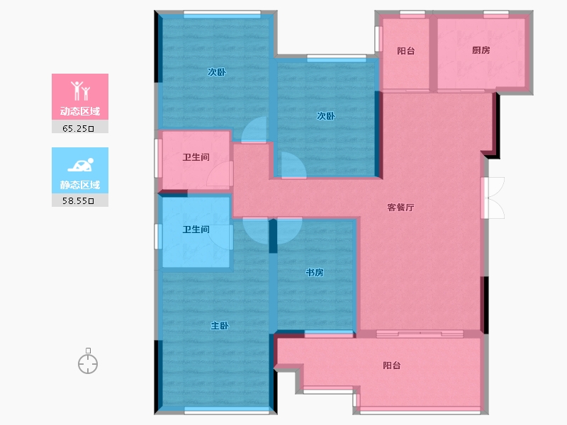 重庆-重庆市-海棠湾D7-111.06-户型库-动静分区