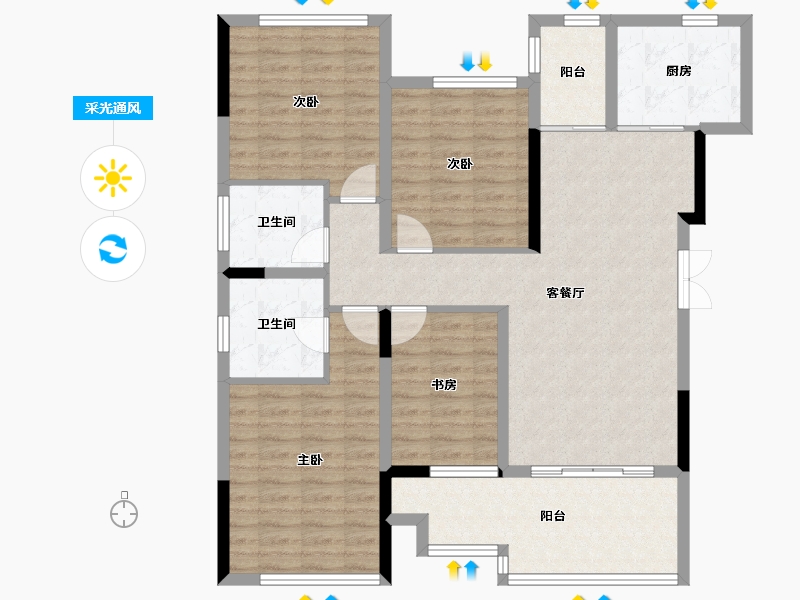 重庆-重庆市-海棠湾D7-111.06-户型库-采光通风