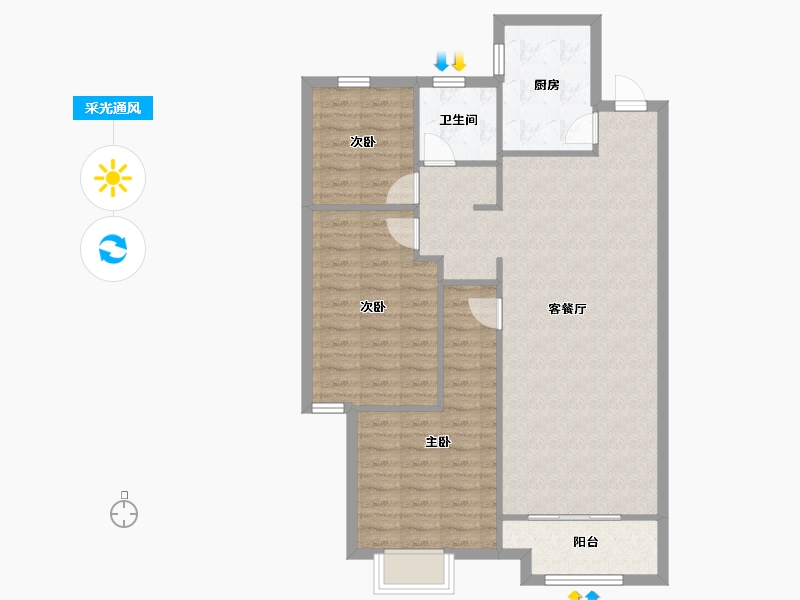 浙江省-嘉兴市-中南·泓悦府-89.00-户型库-采光通风