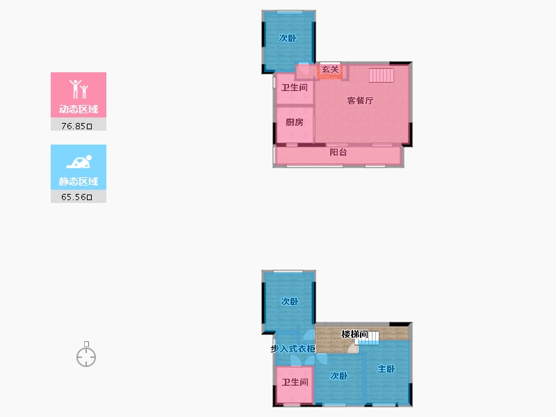 四川省-成都市-蔚蓝卡地亚云墅-137.67-户型库-动静分区