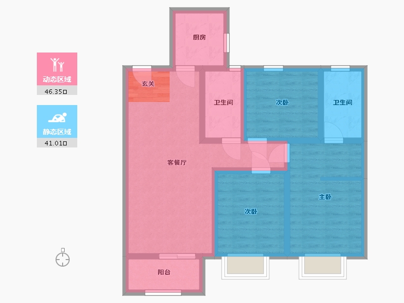 山西省-太原市-红星·紫御半山-76.36-户型库-动静分区