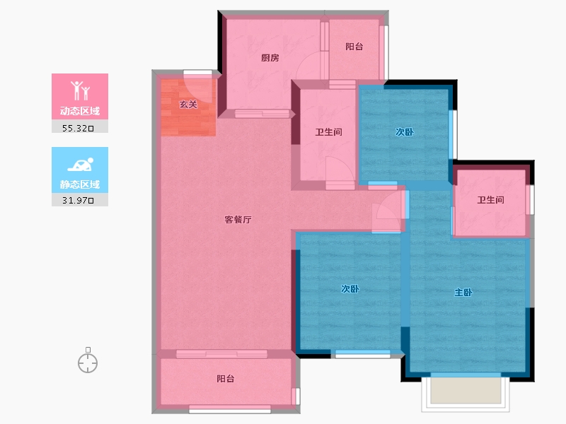 四川省-成都市-融创�Z凌溪-77.14-户型库-动静分区