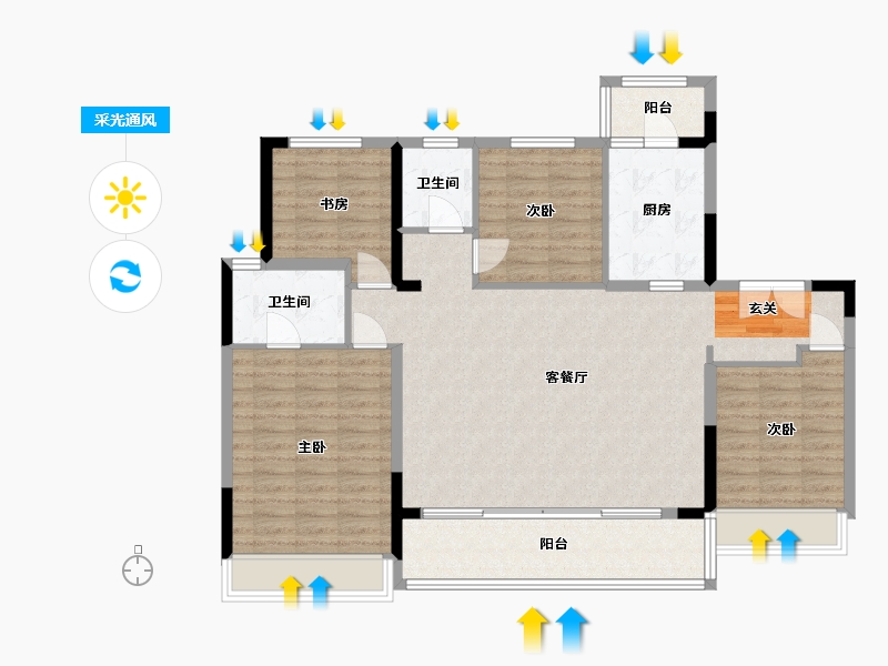 四川省-成都市-锦官天宸-116.01-户型库-采光通风