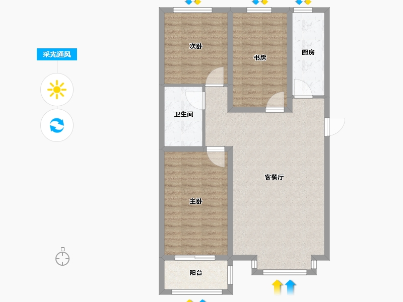 河北省-保定市-南湖春晓-90.00-户型库-采光通风