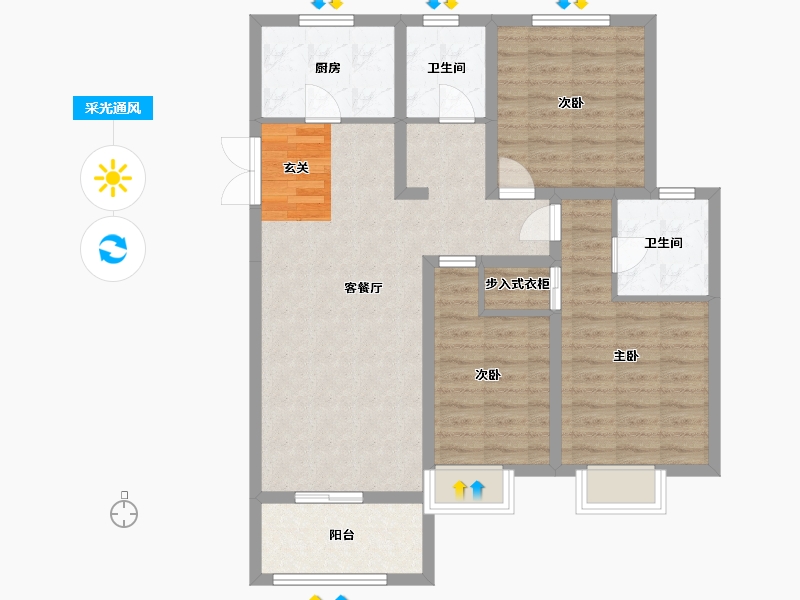 安徽省-宿州市-城市花园-92.20-户型库-采光通风