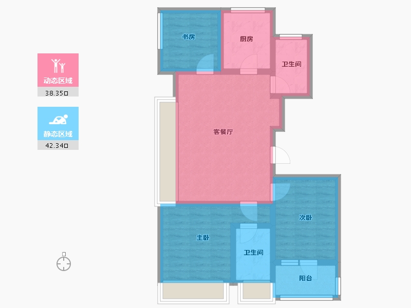 浙江省-杭州市-赞成旭辉时代悦章-70.58-户型库-动静分区