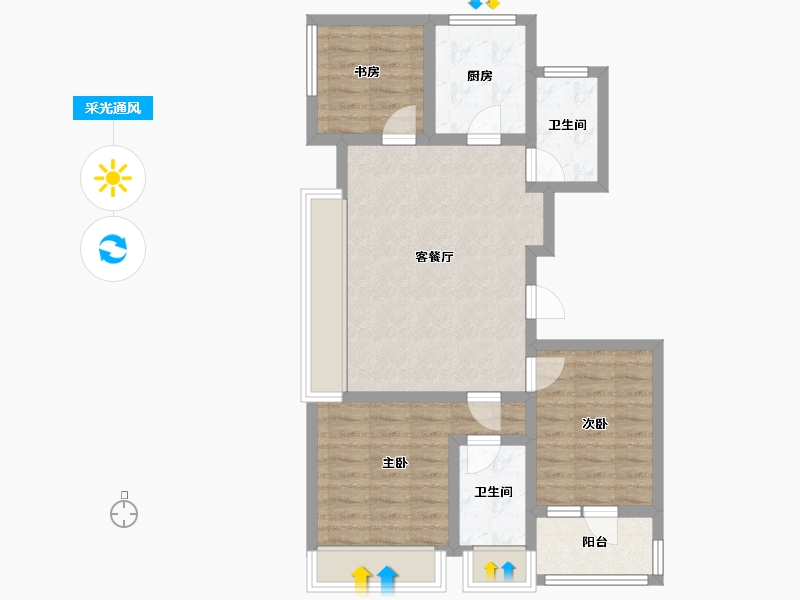 浙江省-杭州市-赞成旭辉时代悦章-70.58-户型库-采光通风