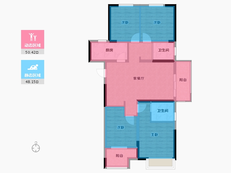 河南省-郑州市-绿都澜湾-87.52-户型库-动静分区