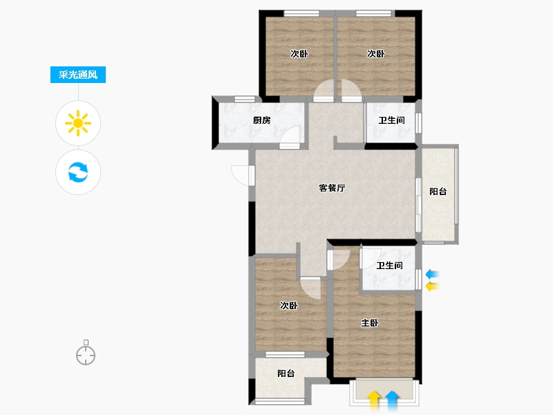 河南省-郑州市-绿都澜湾-87.52-户型库-采光通风