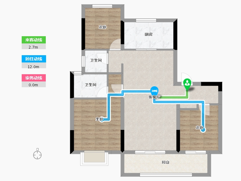 浙江省-宁波市-四季珑玥华府-85.40-户型库-动静线